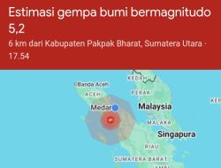 Gempa 6,4 Guncang Sumut Tidak Berpotensi Tsunami